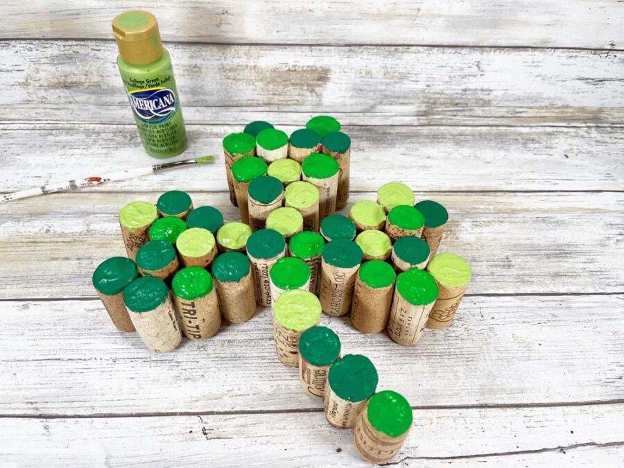 Finished painted wine cork shamrock
