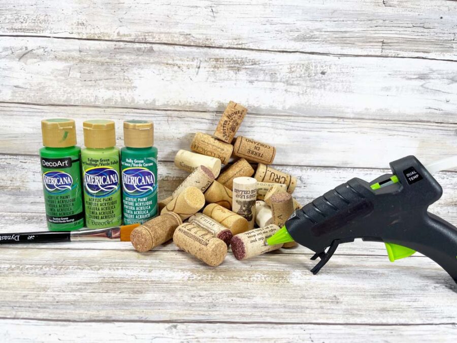 Wine cork shamrock craft supplies and tools