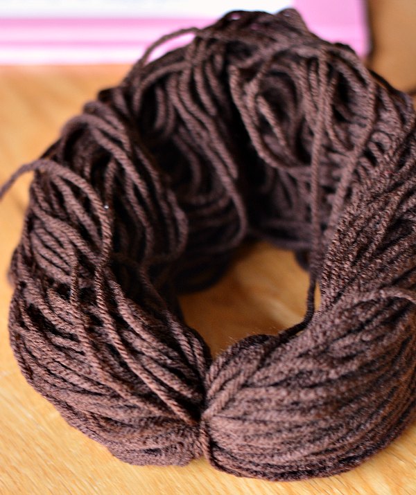 Brown yarn on a table