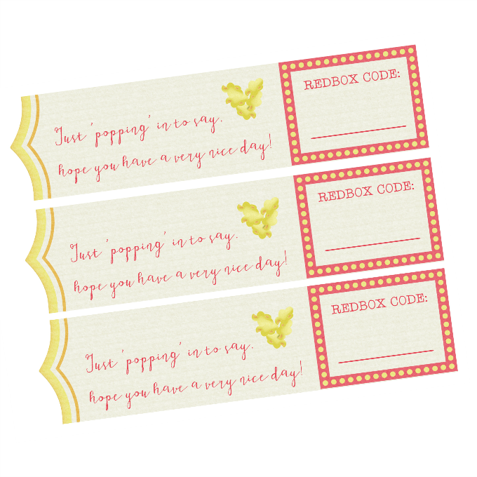 Need an easy and inexpensive gift? Give a movie night with a Redbox code on this free gift tag printable!