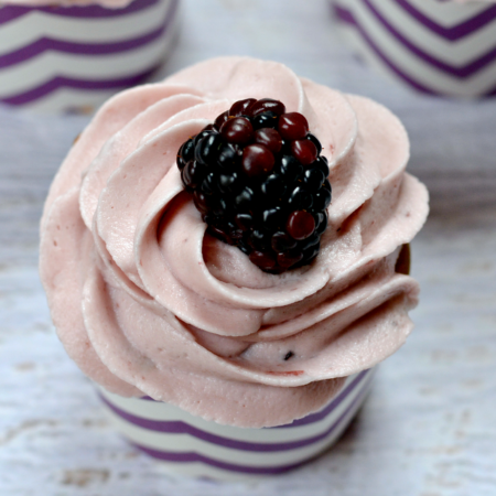 Lemon cupcakes with blackberry frosting are perfect for your spring and summer events like bridal showers, baby showers, and Mother's Day!