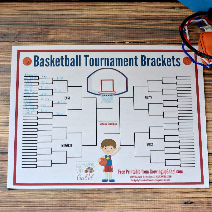Enjoy a little fun family competition during March Madness basketball tournament with these free printable basketball tournament brackets!