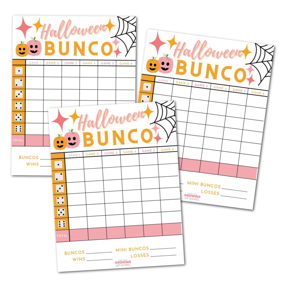 Halloween bunco scoresheets