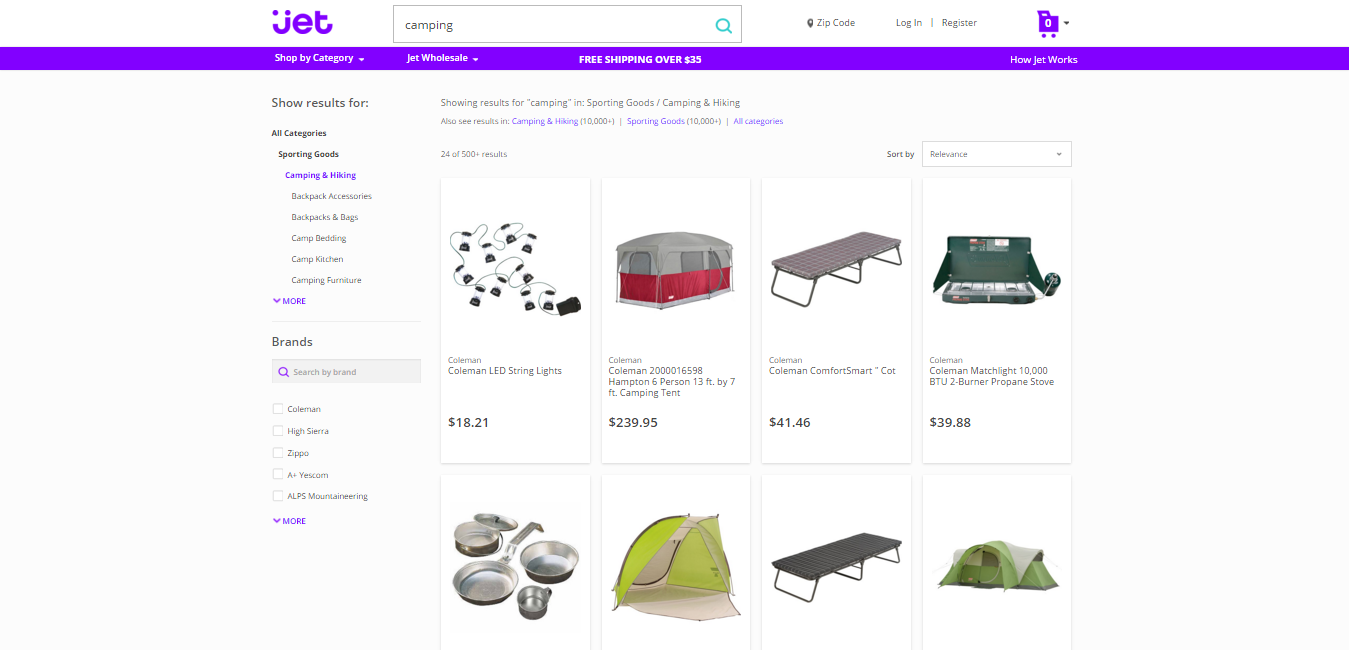 Jet.com camping