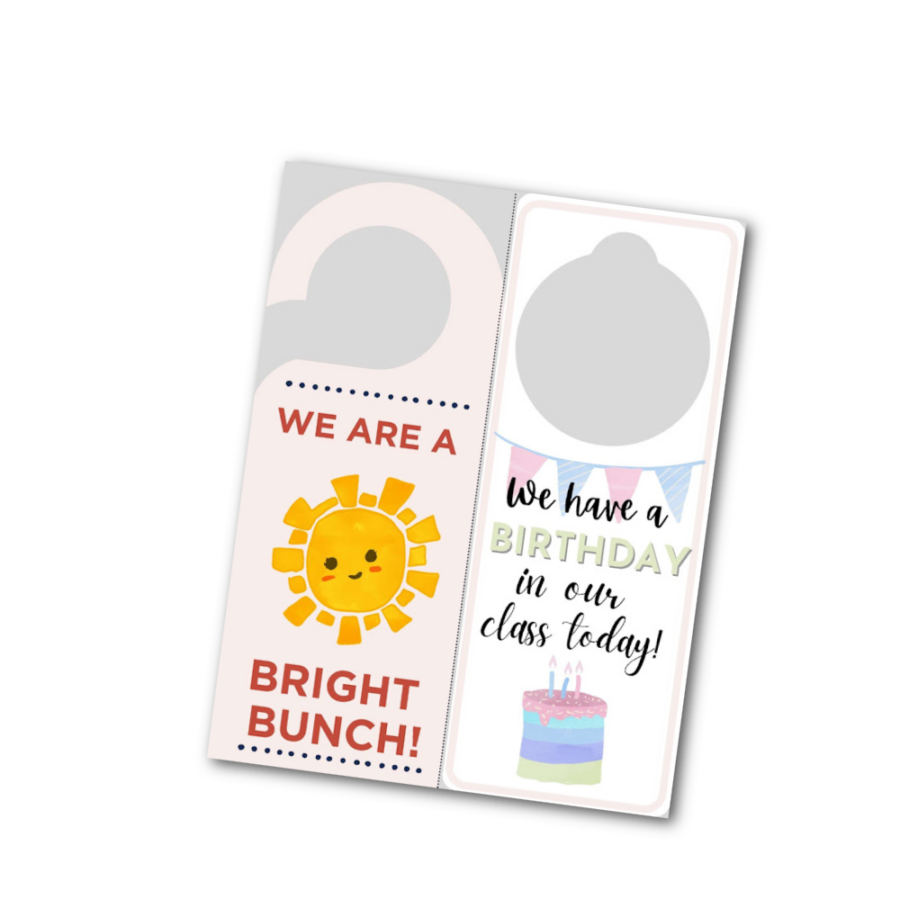 Birthday classroom door hanger and bright bunch door hanger