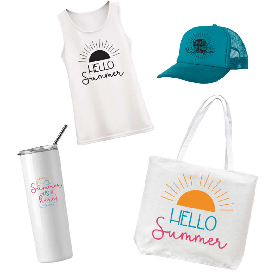 Summer SVG and Sublimation designs on various products