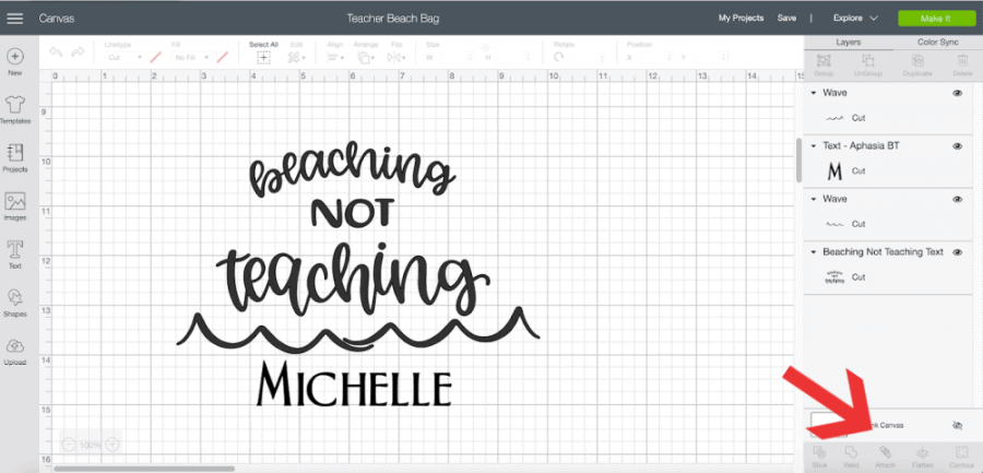 Cricut Design Space screen shot to compress